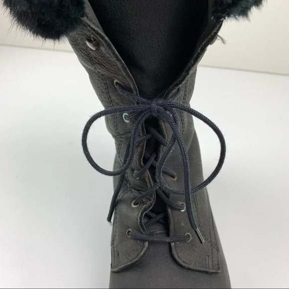 SOREL Leather Lace up Winter Boots with Fur Trim  size 11 - Picture 4 of 8